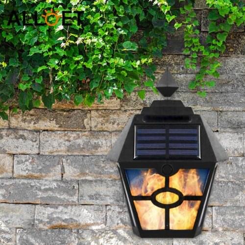 LED Solar Light Retro Flame Torch Wall Light Outdoor Waterproof Garden Lamps Yard Art for Home Courtyard Decoration