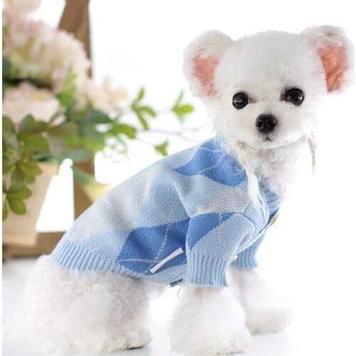 Winter Dog Cardigan Sweater Coat Cute Heart Knit Apparel Poodle Bichon Schnauzer French Bulldog Clothing Welsh Clothes Costume