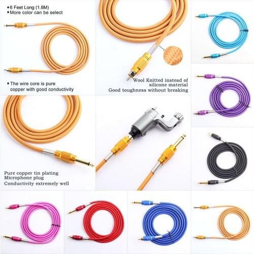 1.8m Pure Copper Colorful Snakeskin RCA Interface Tattoo Clip Cord For Tattoo Machine Power Body Art tattoo adapter Free Shippin