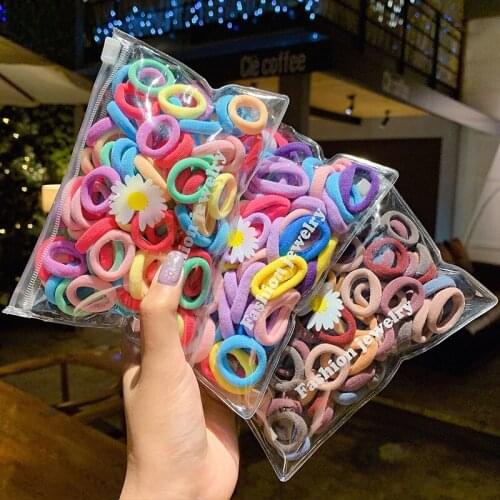 100PCS/Lot 2.5CM Children Cute Small Ring Rubber Bands Tie Gum Ponytail Holder Elastic Hair Band Headband Girls Hair Accessories
