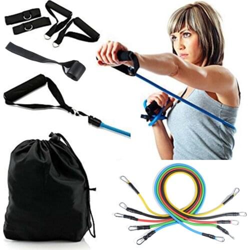 11 Pcs Resistance Bands Set Fitness Bands Yoga Crossfit Fitness Training Gym Equipment Exercise Bands Pull Rope Elastic Expander