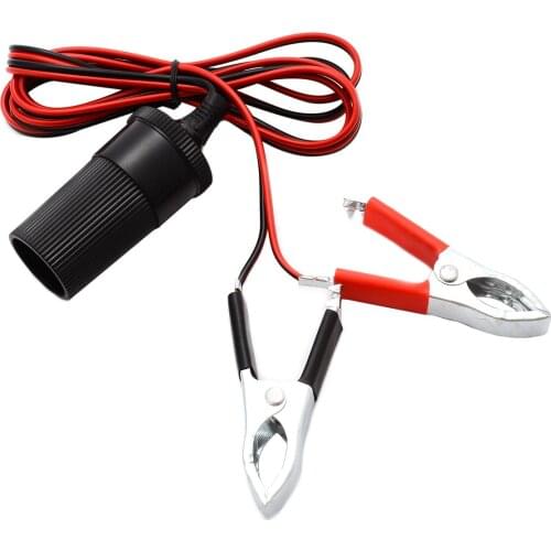 12V Car Battery Terminal Clamp Clip-on Cigarette Lighter Power Socket Cable Red+Black Cars Power Charging Extension Cord Adapter