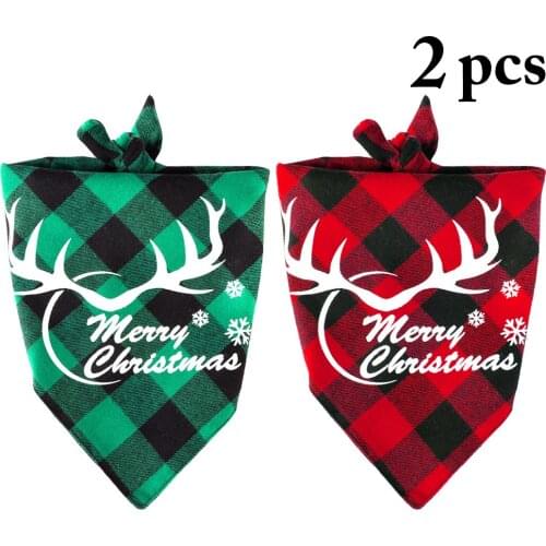 2PCS Pet Cute Bandana Creative Cloth Dog Scarf Dog Triangle Bib for Christmas Party Summer Pet Dog Grooming Accessories