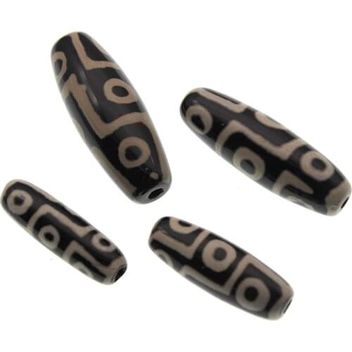 2pcs Natural Black Agats Stone Tibetan Loose Spacer 9 Eyes Dzi Beads for Jewelry Making DIY Charm Bracelet Necklace Findings