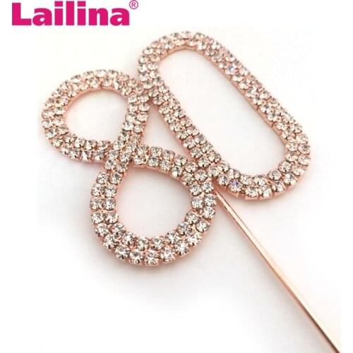 50mm Silver Crystal Rhinestone 80th Anniversary Wedding Birthday Number Cake Topper