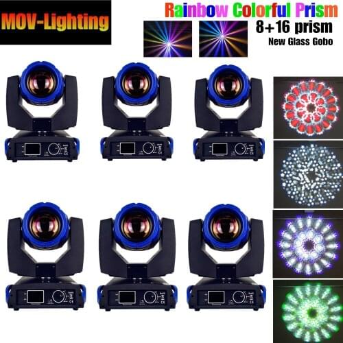 6XLOT China Beam 5R 7R Sharpy Beam Moving Head Light,200W 230wMoving Head Light 14 Color 17 Gobo Wheel Rotation 16 Face Prism