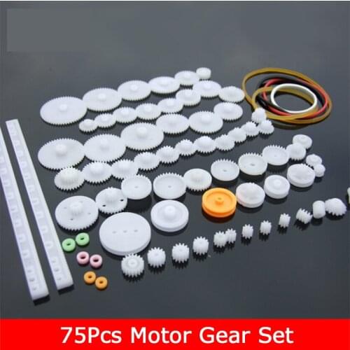 75PCS/lot Plastic Gear / Rack / Pulley / Belt / Worm Gear / Single-and Double-gear 8-56 Teeth For DIY Model Toy Car Boat Robot