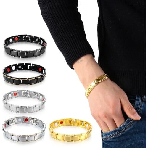 European And American Mens Magnetic Bracelet Therapeutic Energy Healing Bracelet Detachable Therapy Magnetic Bangle 5 Colors