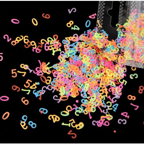 Fluorescent Numbers Shape Resin Filling Glitter Sequins Paillette Jewelry Making Epoxy Resin Mold Decorations Nail Art Glitter