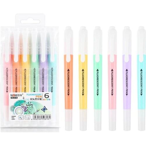 Candy Color Highlighter Pen Double Headed Fluorescent Marker Pen School Supplies L4MD