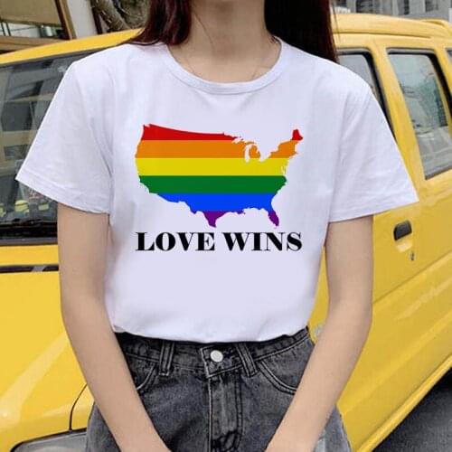 Tshirt Women Beautiful Love Wins Printed T shirt Harajuku 90s Clothing T-shirt Female Tops Short sleeve Tee Top Tees