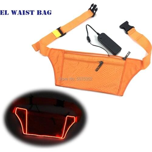 GZYUCHAO EL Men Women Light Up Waist Bag EL Wire Phone Money Bag Neon Led Belt Fanny Bag For Outdoor Activities