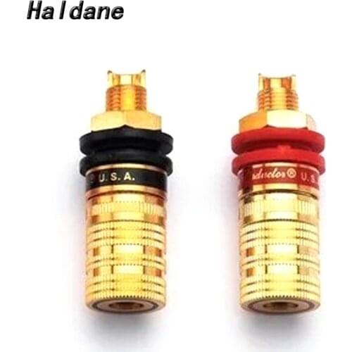 Haldane 4pcs HIFI Audio 4pcs CMC 838S-G Gold Plated OFC Speaker Amplifier Binding Post Terminal Banana Plug Socket Connector