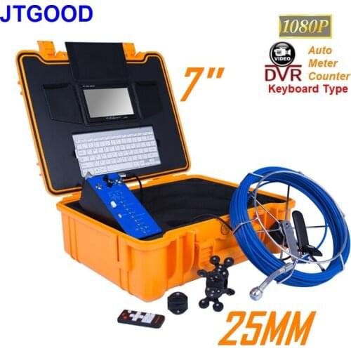 JTGOOD 7" Monitor DVR Meter Counter HD1080P Pipe Inspection Camera Drain Sewer Pipeline Industrial Endoscope Bule Wire ABS Case