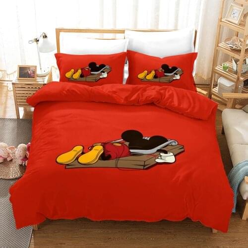 Disney Amazing Red Mickey Mouse Bedding Set Double Size Wedding Couple Quilt Quilt Set Yesterday Children Adult Bedroom Decor
