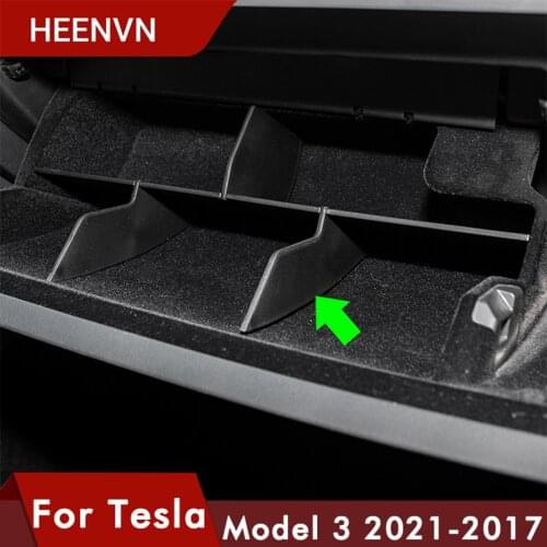 Heenvn Model3 Car Copilot Storage Box For Tesla Model 3 Accessories Glove Box Layered Sorting Board For Tesla Model Three 2020