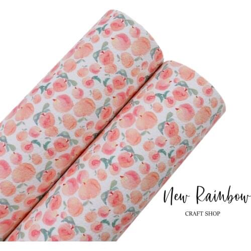 New Rainbow 22X30cm A4 Peaches Summer Fruit Pattern Faux Leatherette Sheet For Making Bows, Earrings, Accessories