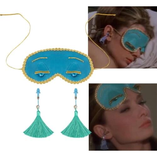 Audrey Style Breakfast at TF Cosplay Sleep Mask With Tassels Earplugs Eyelashes Party Props For Valentines Day Gift