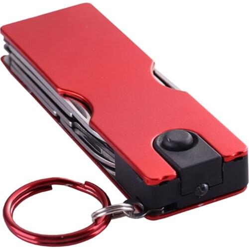 Multifunction Mini Fashion Keychain Stainless Steel Nail Clipper LED Light Ear Cleaner Pocket Ring Portable Outdoor Fold Tool