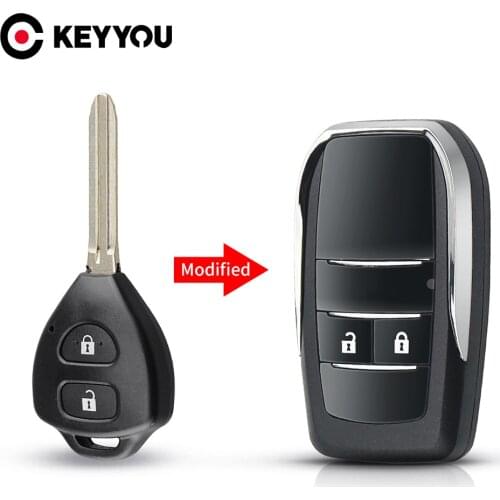 KEYYOU Remote Car Key Case For Toyota Camry 40 Corolla Scion RAV4 Avlon Reiz 4Runner Avlo 2/3/4 Buttons Modified Flip Key Shell