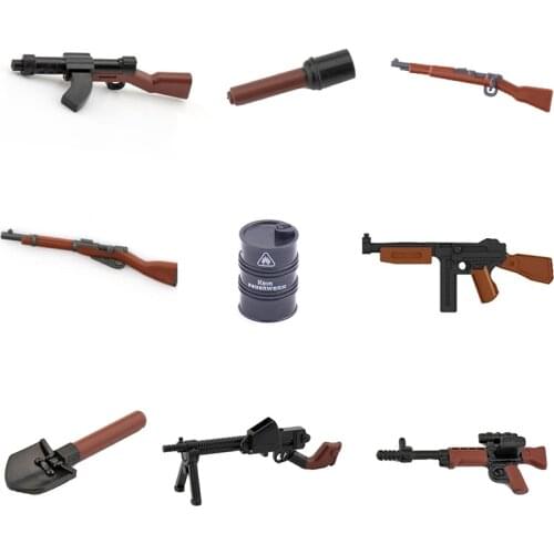 5 Pcs/Lot MOC WW2 Military Oil Drums and Oil Pot Barrel Weapon Pack Building Blocks Accessories Brick Toys for Children X107