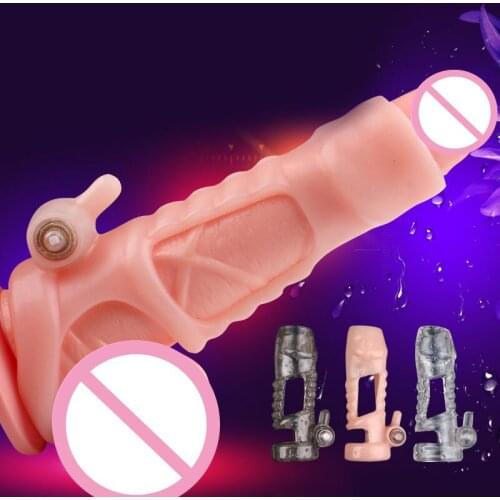 Penis Sleeve Extender Penis Cock Ring Clitoris Stimulator Delay Ejaculation Reusable Condom Men Sex Toy Dildo Penis Sheath