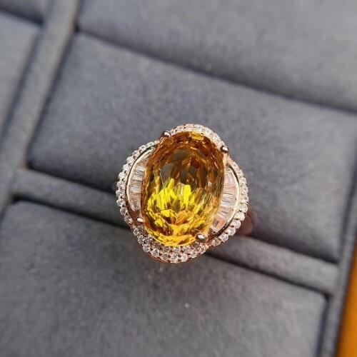 Genuine Citrine Ring Solitaire 925 Sterling Silver Rings for Women Engagement Ring Silver 925 Gemstones Jewelry