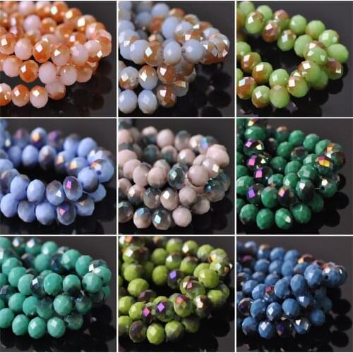 Opaque Half Coated Color 4x3mm 6x4mm 8x6mm Rondelle Faceted Czech Crystal Glass Loose Spacer Beads for Jewelry Making DIY