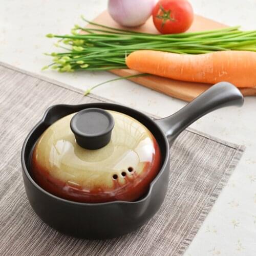 New ceramic household soup pot stew pot,single handle casserole, small portable milk pot, baby food supplement pot