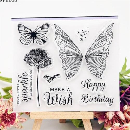 PANFELOU Butterfly dandelion Transparent Silicone Rubber Clear Stamps cartoon for Scrapbooking/DIY Easter wedding album