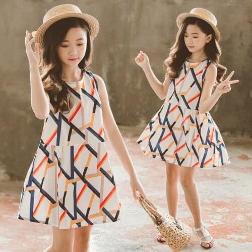 Dresses for Girls Sleeveless Vetement Children Girl Casual Style Children Dress Teenage Girls Clothes 6 8 10 12 13 14 Year