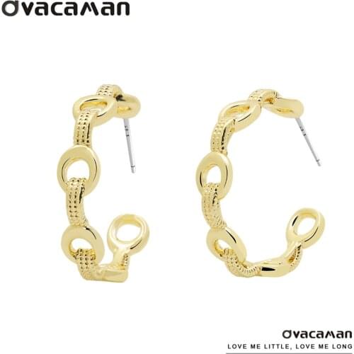 Dvacaman Simple Hollow Silver Needle C Shape Hoop Earrings for Women Charm Gold Metal Statement Earrings Jewelry Fashion Brincos