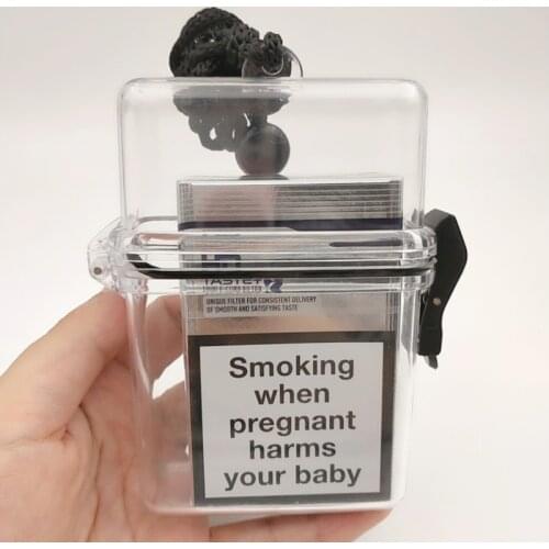 Transparent Waterproof Cigarette Case with Black Cotton Rope Cigarette Box for Lighter Cigarette Mobile Phone