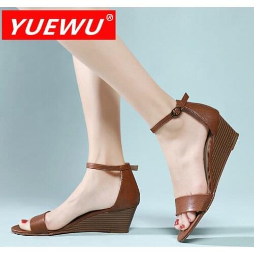 YUEWU Straight Buckle High Heeled Shoes Simple Solid Color Gladiator Sandals Versatile Elegant Temperament Beautiful Street