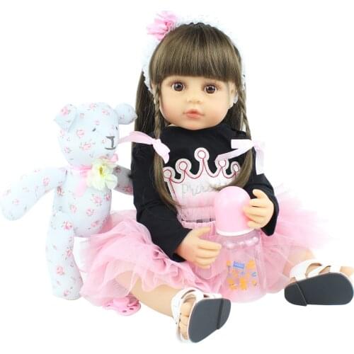 Realistic 55CM Full Silicone Reborn Baby Doll 22inch Girl Princess Newborn Bebe Kid Birthday Gift Play House Dress Up