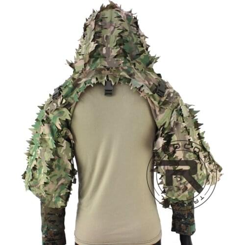 ROCOTACTICAL Tactical Ghillie Suit Breathable Ghillie Viper Hood with 3D Leafy Stripes Sniper Coat for Wargame, Hunting, CS