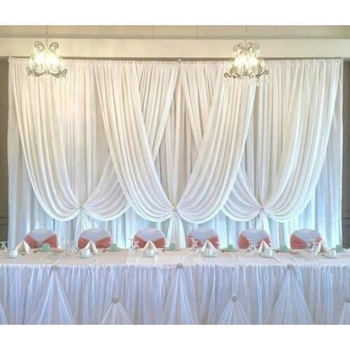 Romantic 3x6m Luxury Wedding Backdrop Pure White Wedding drapery and curtain decoration Free shipping fast delivery
