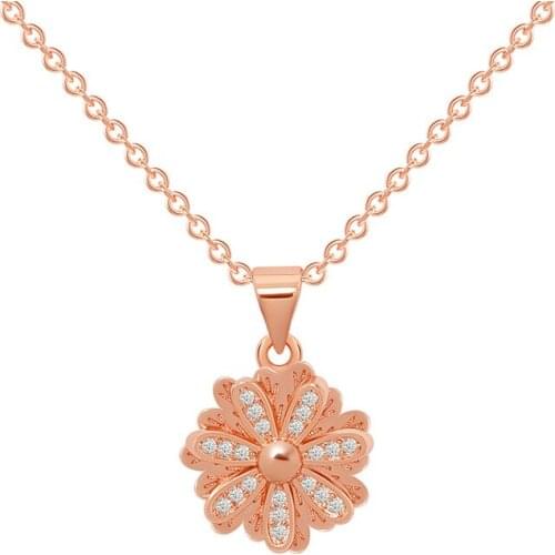 Rose Gold Double Pendant Necklace With Rotatable Pendant Surface Crystal Rhinestone Necklace For Women