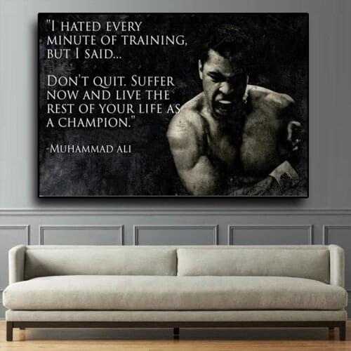 Muhammad Ali Motivational Quote Wall Art Pictures Canvas Painting Nordic Inspirational Sport Posters Prints Cuadros Home Decor