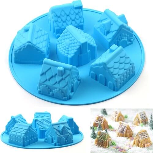 Silicone Mold Soap 6 Cavity House Shape Cake DIY for Homemade Cake Soap Jelly Pudding Chocolate Silicone Muffin Christmas New