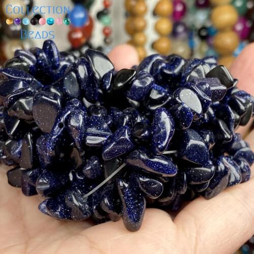 Natural Irregular Blue Sand Stone Loose Spacer Round Bead For Jewelry Making DIY Bracelets Accessories Wholesale 15