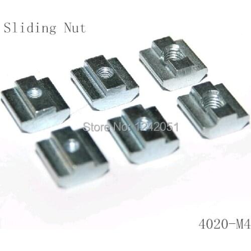 50pcs/lot T Sliding Nut block M4 for 4040 Aluminum Profile slot 8 Zinc Coated Plate Aluminum Accessories
