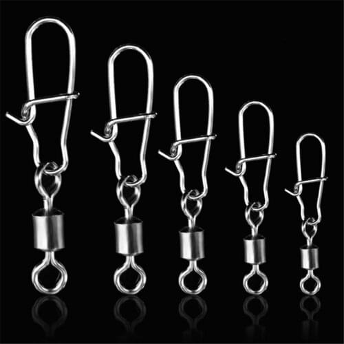 30pcs/lot 2# -10# High Speed Spinner Fishing Rolling Swivel With Fast Lock Snap Hook Lure Connector Bait Terminal Fishing Tackle