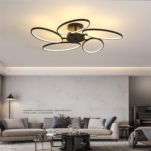 Black Circle Stitching LED Chandeliers Ceiling Light For Bedroom Living Room Kitchen Restaurant Cafe Dining hanging decorations
