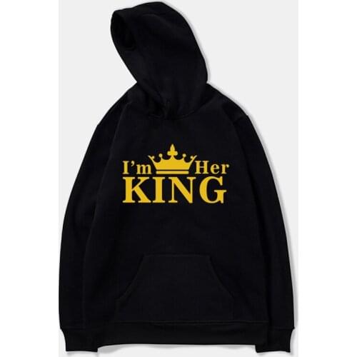 King Queen Men Women Hoodies for Couple Lovers I'm Her KING Printed Hoodie Sweatshirt fashion hip hop Jacket clothes