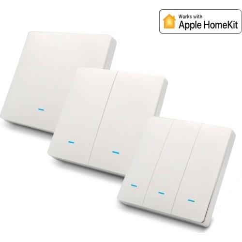 Smart WiFi Single L Line No Neutral Wire Required 1/2/3 Gang Wall Switch EU UK Type 86x86mm Work With Apple HomeKit