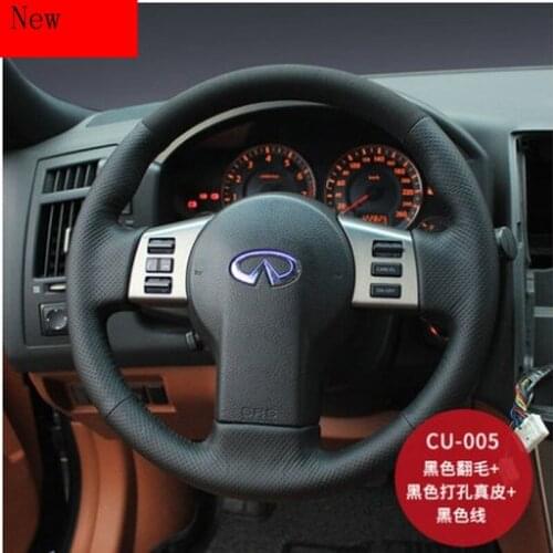 High-quality Hand Sewn Leather Suede Car Steering Wheel Cover Set for Infiniti Q70L QX50 Q60 M25L QX56 Car Interior Accessories