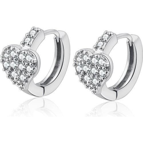 REETI 925 Sterling Silver Earrings Zircon Heart Stud Earrings For Women Best Gift earings fashion jewelry
