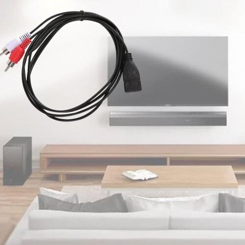 1.5m/5ft USB A Female Sockrt to 2 RCA Male Plug Audio Video Extension Cable Cord