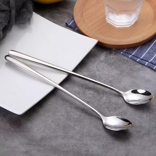 1Pc Long Handle 304 Food Grade Stainless Steel Spoons for Iced Coffee Iced Tea Milk Shake Ice Cream and Other Desserts